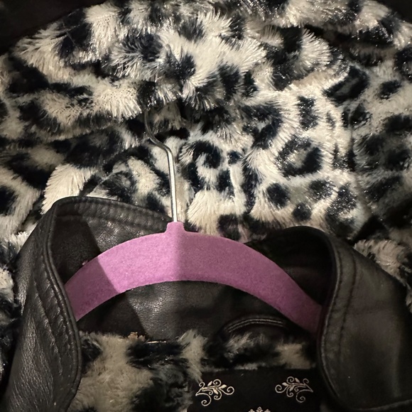 Black Faux Leather Bomber Jacket New with Tags Size S - Picture 7 of 9